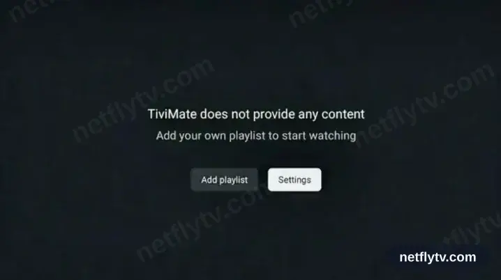 TiviMate open with the Add playlist option