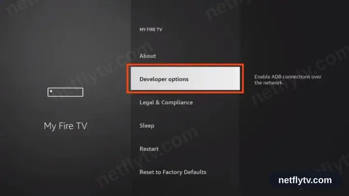 My Fire TV menu now showing Developer options