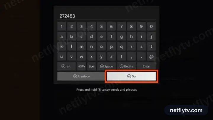 Downloader with the code 272483 typed into the URL field